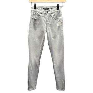 NEW Lucky Brand Ava Light Gray Skinny Jeans with Zippers Size 25/0